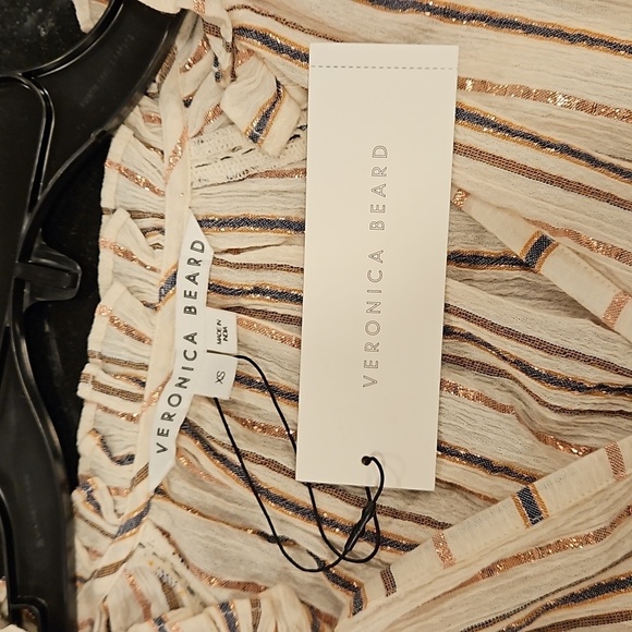 💕VERONICA BEARD💕 Danica Metallic Dress ~ Natural Multi-Color XS NWT - Picture 15 of 16